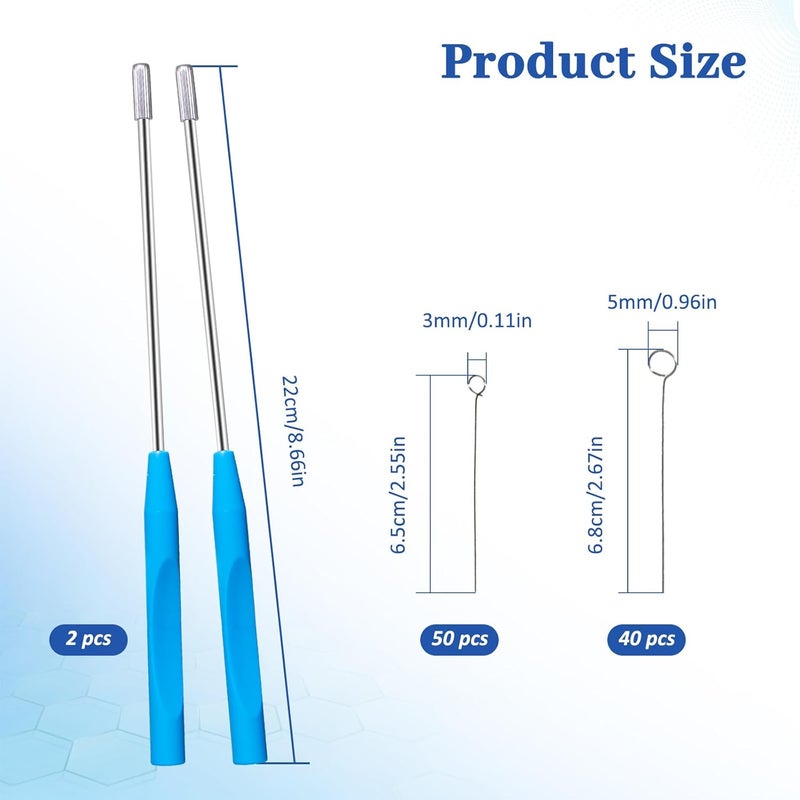CryoKing Store حلقة تطعيم معدنية، قضيب أخذ عينات الفطريات مع مقبضين و 90 حلقة تطعيم نيكل قابلة لإعادة الاستخدام - Image 2